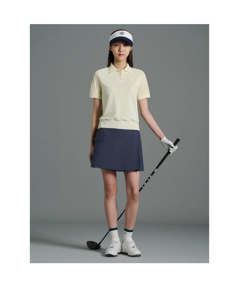 BEANPOLE GOLF Women'S Logo Perforated Collar Short Sleeve T-Shirt - Lemon