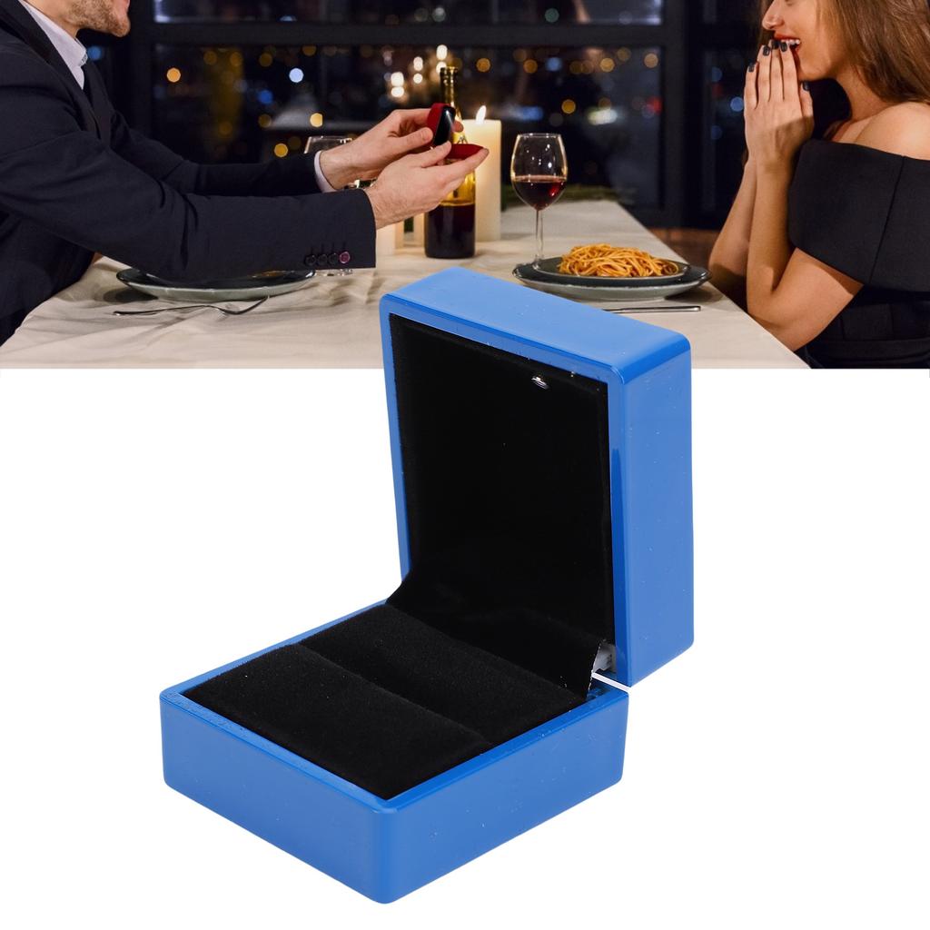 LED   Box Luxury High Gloss Finish Jewelry Display Engagement   Box with Light for Proposal Wedding