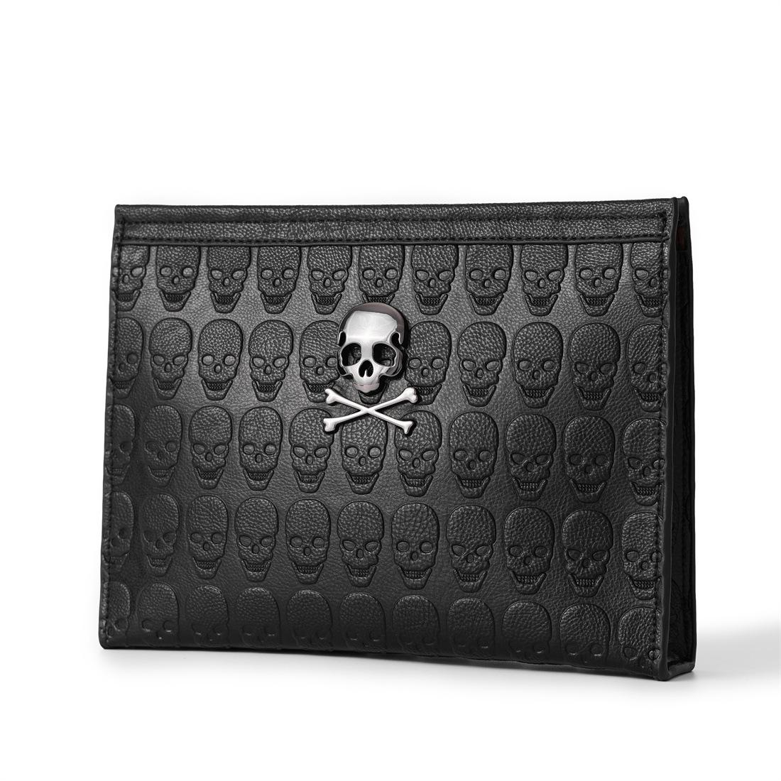 

JIETOTYX женский клатч с заклепками и черепом, готическая сумка для мужчин, вечерняя сумочка для телефона, сумки на молнии с металлическим декором чёрный