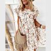 Women's Casual Loose Flowers Print All-match Short Sleeve Dress