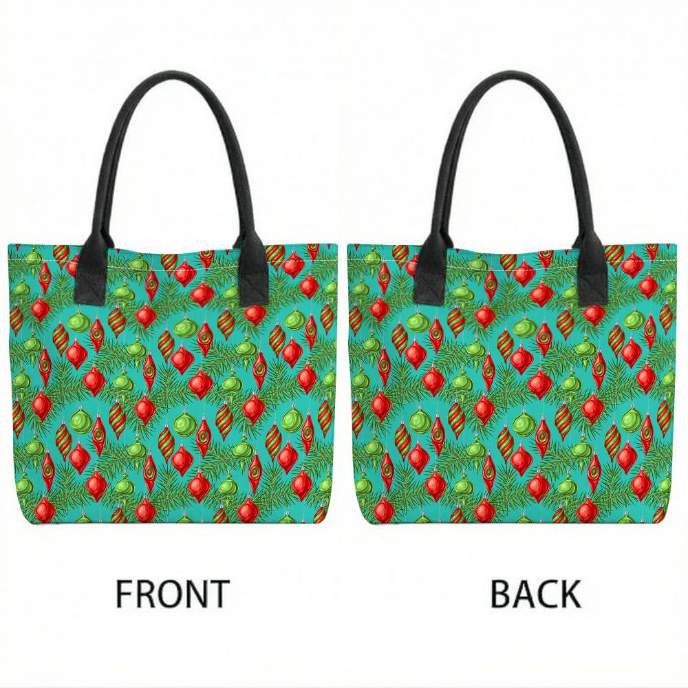Christmas Printed Tote Bag Large Capacity Casual Handbag for Holiday Shopping Daily Use