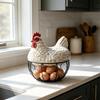 Cesto porta uova di gallina in rete metallica nera antiruggine, porta uova decorativo durevole, cesto per uova in stile fattoria per cucina e tavolo da pranzo
