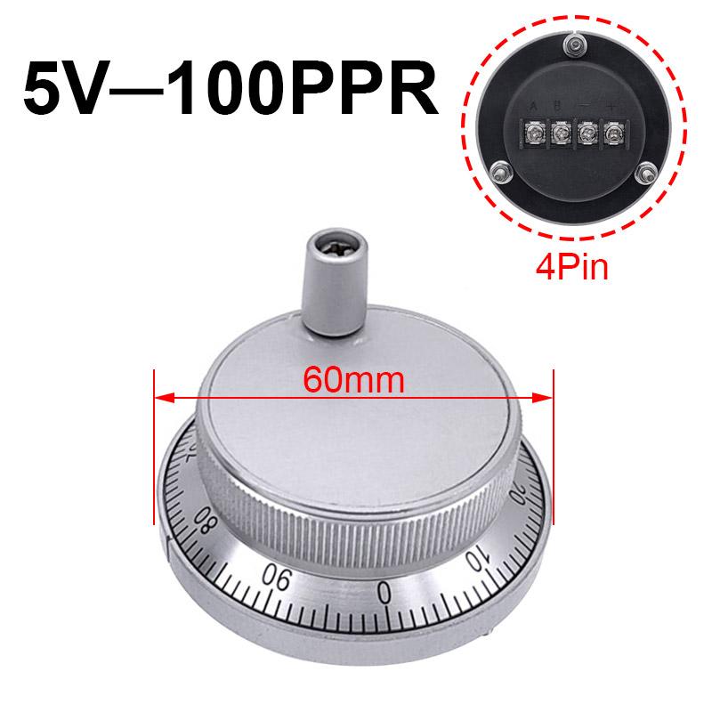 1 Pezzo Volantino Generatore di Impulsi CNC 60mm Impulso 100 5V 4Pin 6Pin Generatore Manuale di Impulsi Volantino Macchina CNC Encoder Rotativo