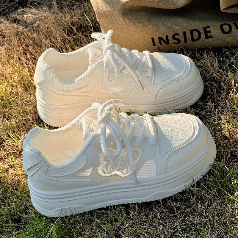 Fashion New 2025 Women's Lace-up Casual Flats White Shoes Mesh Breathable Trainers Ladies Shoes Female Sneakers for Women Basket Tenis