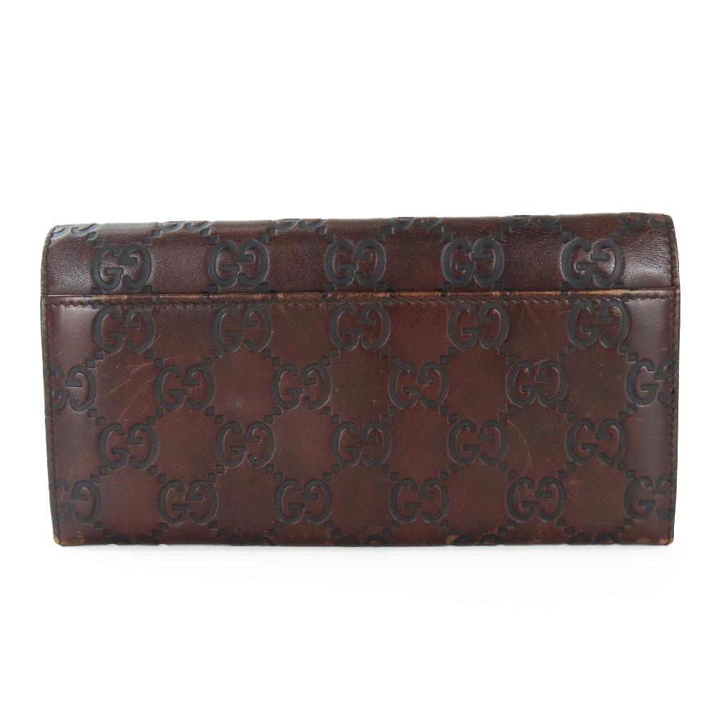 Used GUCCI Bifold Wallet 146229 Sima leather Dark brown Purse