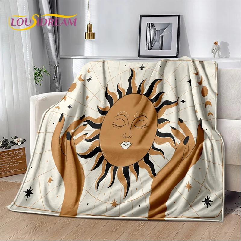Mysteriou Tarot Sun Moon Mandala Magic Soft Flannel Blankets,Throw Blanket Comfortable Blanket for Picnic Beds Sofa Home Bedroom