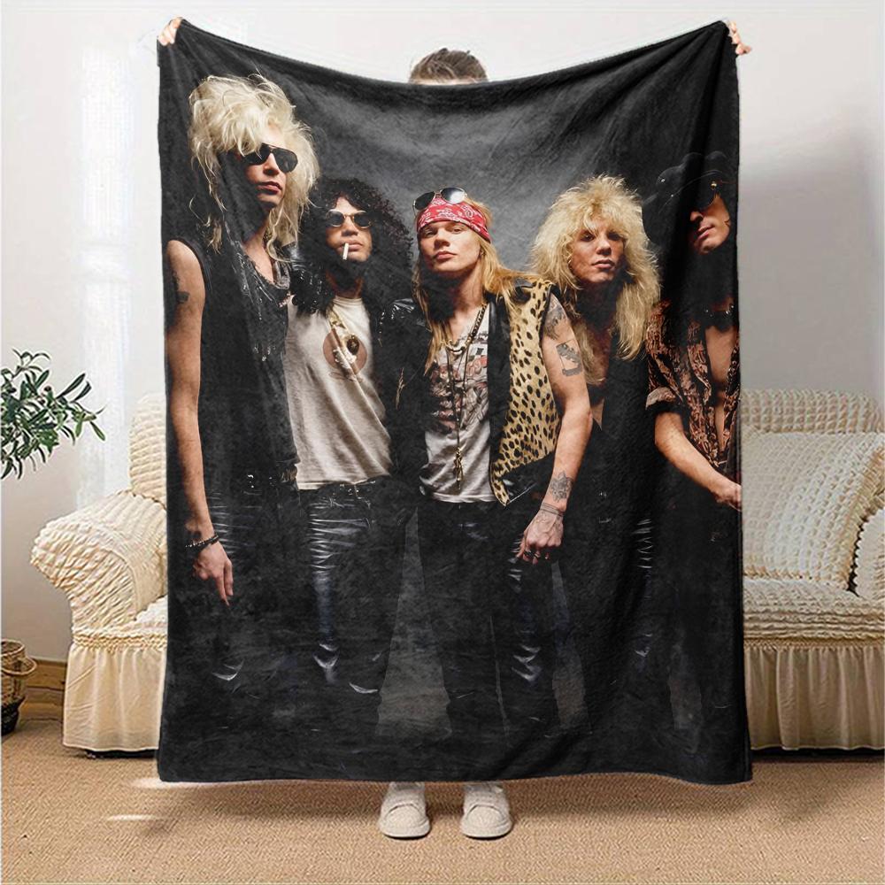 Guns N Roses Theme Printed Blanket - Perfect for Couch, Bed, Travel & Outdoor Use | Machine Washable, Cozy & Durable.