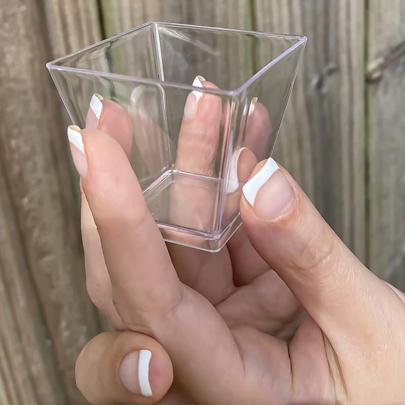 25pcs 60ml Mini Dessert Cups Square Plastic Cups Reusable Jelly Mousses Appetizer Cup Food Container Party Birthday Decor