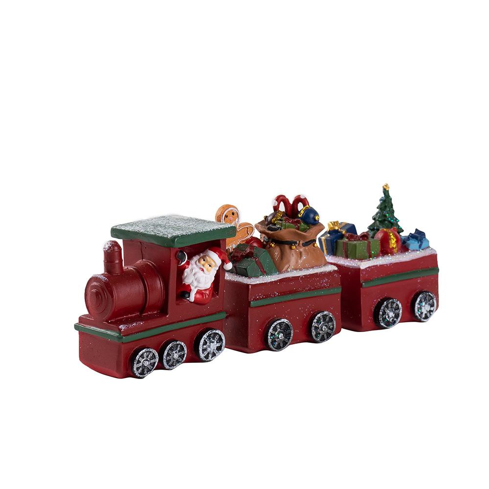 Santa Claus Christmas Train Ornament Home Desktop Window Resin Crafts Christmas Decoration