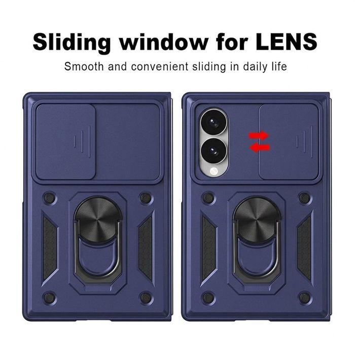 Hoesje voor Samsung Galaxy Z Fold 8, Schokbestendig Hard met Standaard en Camera Bescherming - Marineblauw