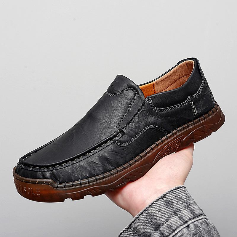 Spring and Summer New Plus Size Men's Casual Leather Shoes Genuine Leather Shoes Lazy Shoes Breathable Trendy