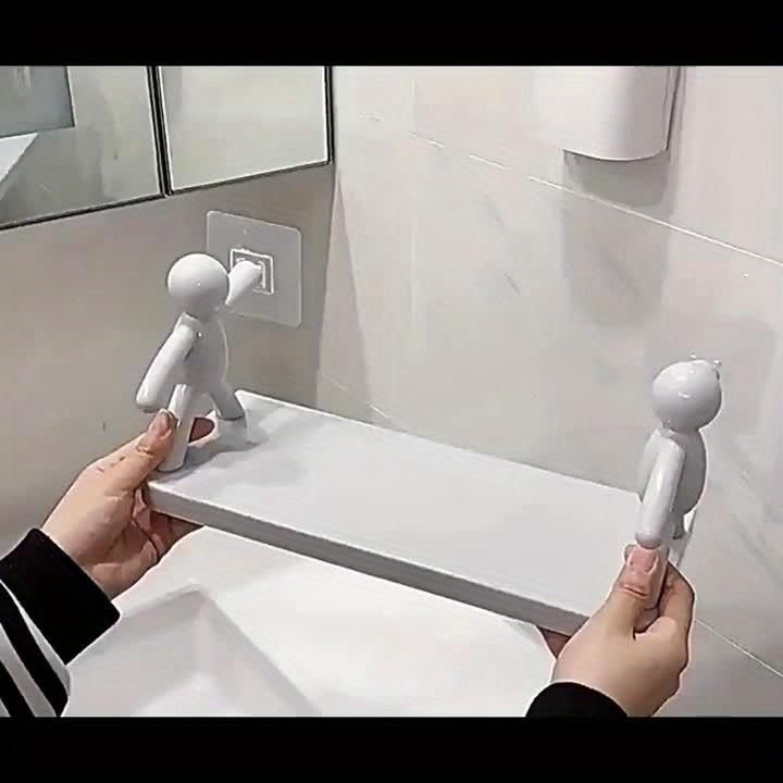 1PC [Modern Storage Shelf] Modern Plastic Chic Humanoid Wall-Mounted Storage Shelf - Organizer for Kitchen & Bathroom