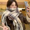 Korean Retro Plaid Scarf Women's Winter Thickened Imitation Cashmere Warm Scarf Versatile Shawl Student Couple New