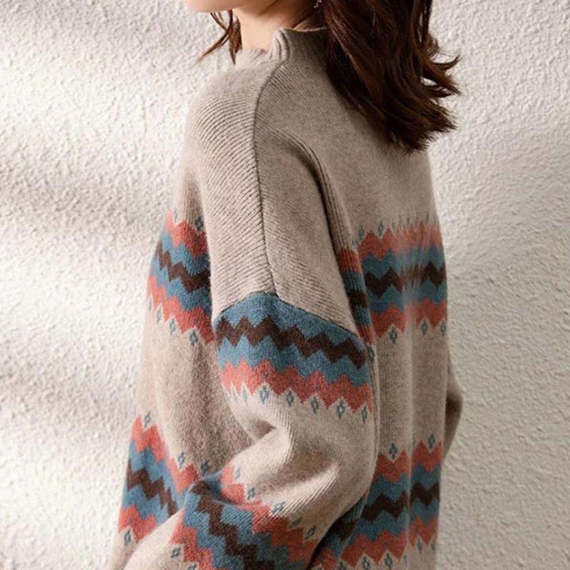 Pullover für Damen Herbst Winter Verdickt Warm Gestrickt Dehnbar Langarm Rollkragen Tops