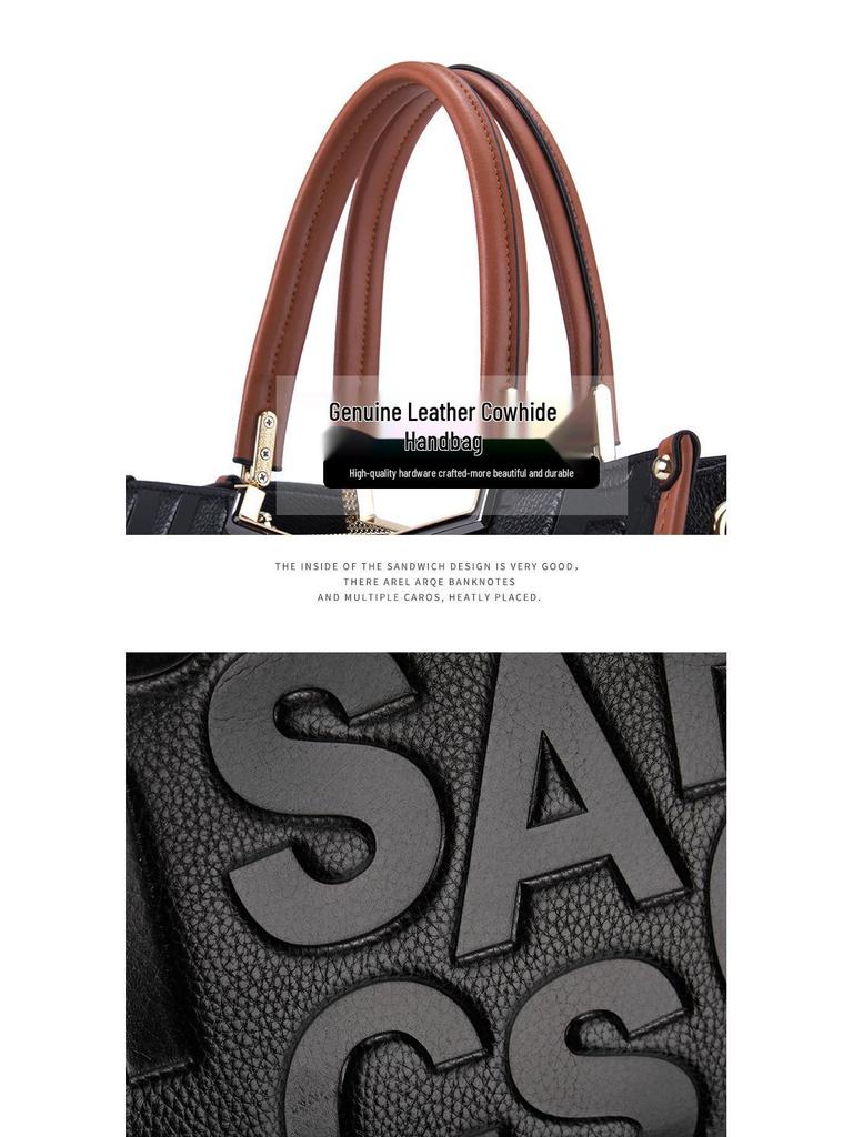 Qian Dian 2025 Snygg Mångsidig Handväska för Kvinnor - Stor Kapacitet Äkta Läder Damväska