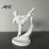 Desktop Ornament 3D Printed Karate Kick Man Statue, White Martial Arts Figurine Sculpture, Modern Home Decor Taekwondo Character Ornament, Minimalist