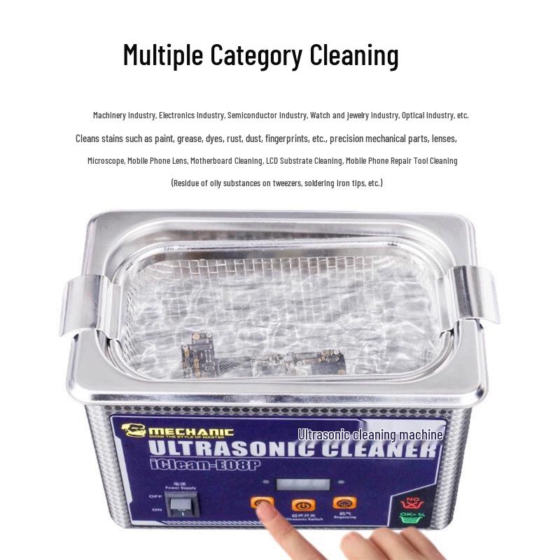 Ultrasonic Cleaner E08 for Glasses, Phones, Watches, and Motherboards