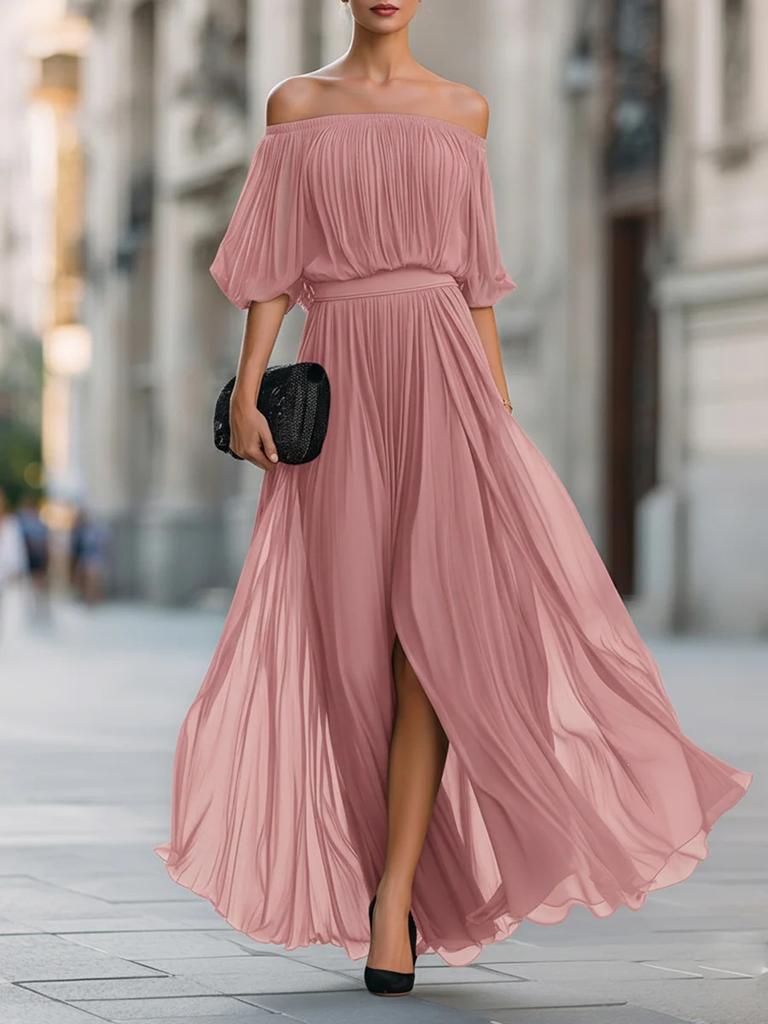 Nuovo vestito estivo sexy da donna in chiffon plissettato senza spalle 2026