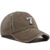 Baseball Cap For Men White Line 7 Embroidered Patch Women Hat Summer Vintage Break Hole Visor Casual Caps Fashion Hats Unisex