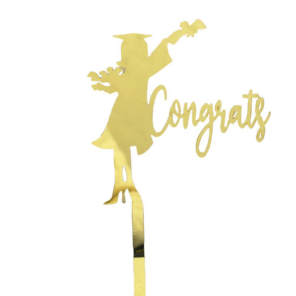 3pcs Gold Black Acrylic Graduation Cake Decorations for Congratulations Graduation Party Cake Topper Decorations Plugin