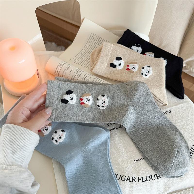 Cute Flocked Three-Dimensional Puppy Socks Internet Celebrity Cartoon Thin Cotton Stacked Socks