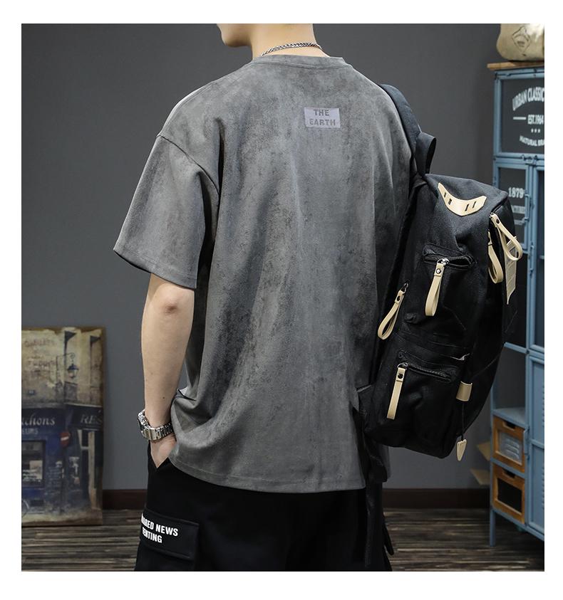 Men's Trendy Loose Fit Suede T-Shirt - Short-Sleeved Summer Style