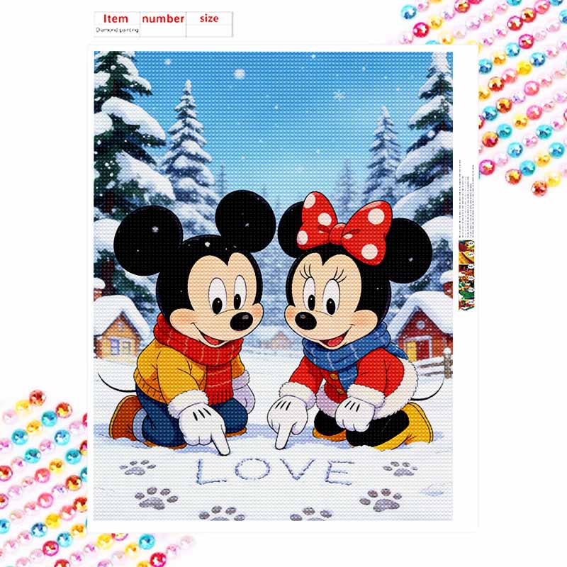 Disney Diamond Art Painting Kit 5D Diamond Mickey Minnie Love Painting Dot Art Gemstone Crystal Paint Diamond Home Wall Decor