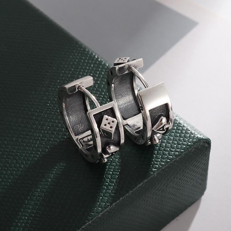 Vintage Gothic Skull Poker Ace of Spades Earrings Women\\\\'s Hypoallergenic Earrings Mens Hip Hop Rock Lucky Jewelry