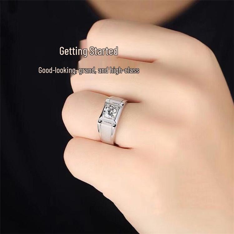 Men's 18k Gold Moissanite & Diamond Ring with Grading Certificate, Appraisal Supported.