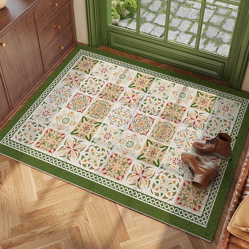 Patterned Lattice Entry Silk Ring Floor Mat, Non-Slip Mat, Door Mat Outside The Door, Wear-Resistant Carpet Door Mat