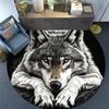 Gray Wolf Round Area Rug,Carpet Rug for Living Room Bedroom Sofa Playroom Decor,Non-slip Floor Mat