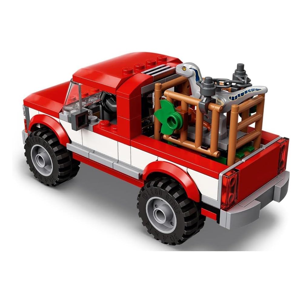 LEGO Jurassic World Velociraptor Capture Toy Set with Blue and Beta Figures for Kids Ages 6-9