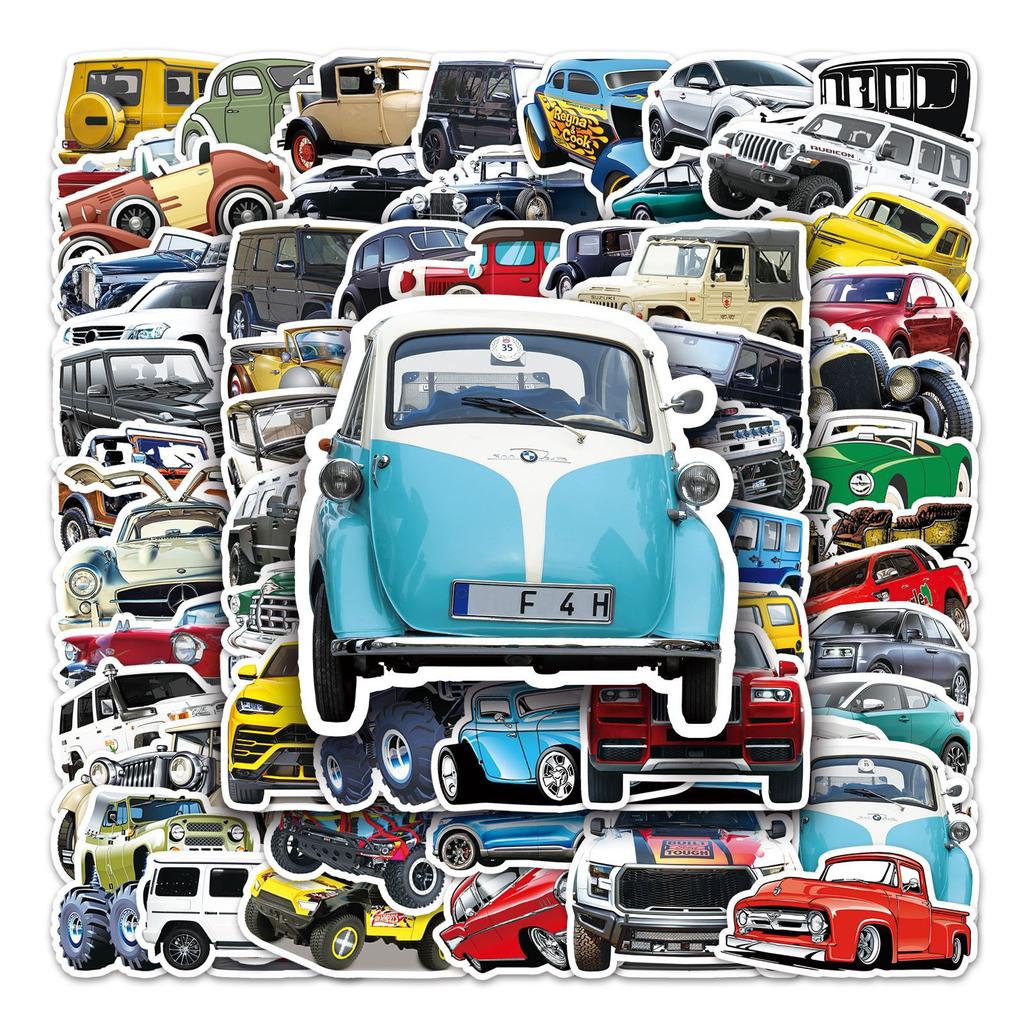 102 Off-road Vehicle Vintage Car Doodle Personalized Laptop Scooter Suitcase Waterproof Decorative Stickers