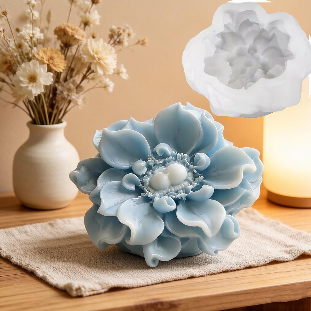 Silver Lotus Flower Silicone Mold for Cake and Candle DIY