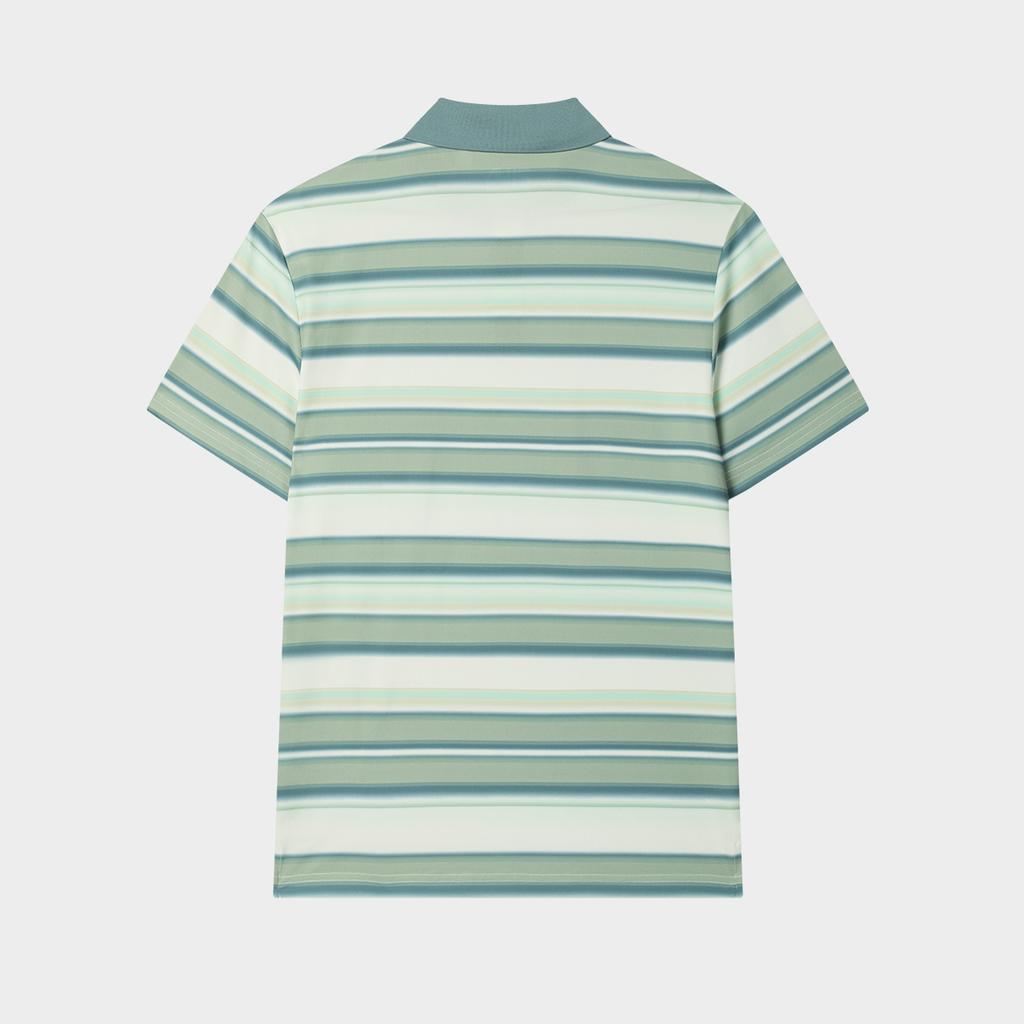 FILA X MAISON KITSUNE Original Loose Fashion Casual Striped Polo Shirt Men Polo Shirts Leaf-Green F11M529107F-GN