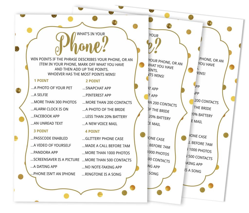 Inkdotpot 50A  Gold ConfettiA  BingoA  GameA  CardsA  For Bridal Wedding Shower Bachelorette Party Bulk Blank Square Fill In Gift