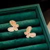 Elegant Butterfly Stud Earrings: Copper Alloy with S925 Silver Needle, Micro-Inlaid Design