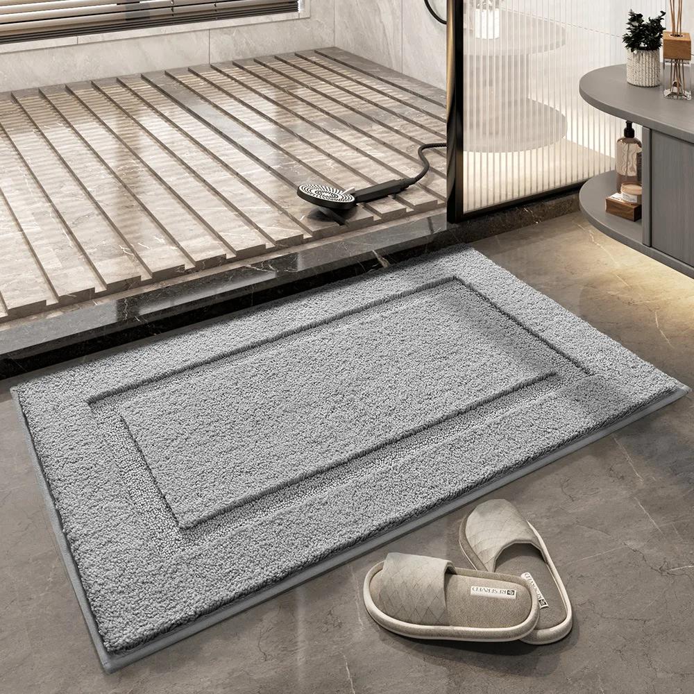 Tappetino da Bagno Monocolore, Tappetino da Bagno in Microfibra Floccata con Texture 3D, Asciugatura Rapida & Antiscivolo, Tappeti Assorbenti Ispessiti