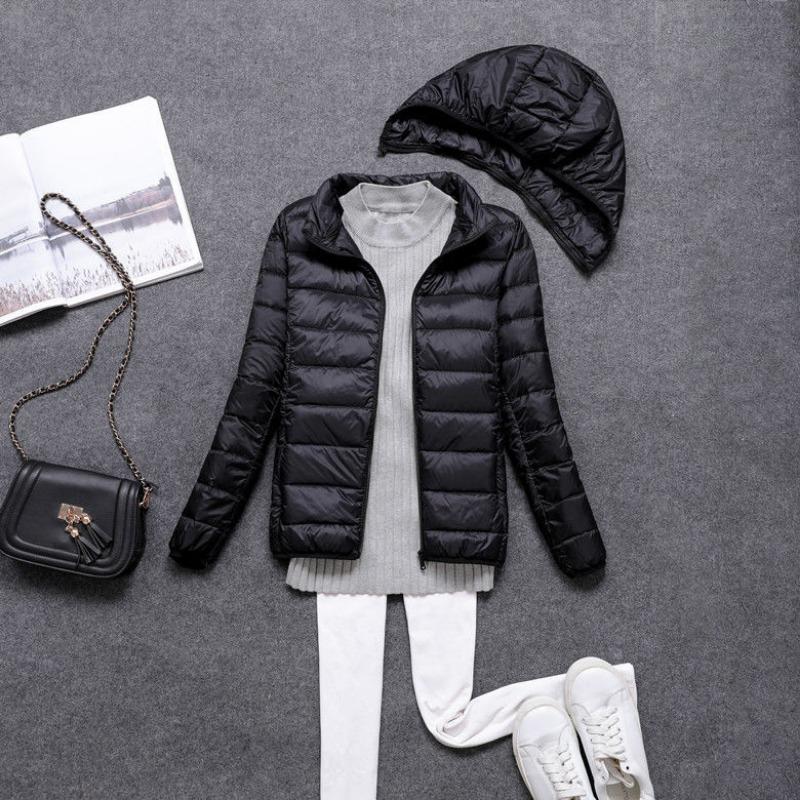 

White duck down new down jacket women s short cute slim fit light large size students can take off the trendy coat S (30 kg - 42.5 kg)