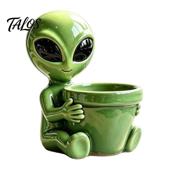 Outdoor Succulents Pots Funny Alien Planter, Resin Flower Pot, Decorative Plant Planter Pot for Succulents, Cactus, Sci-fi Lovers Gift Indoor