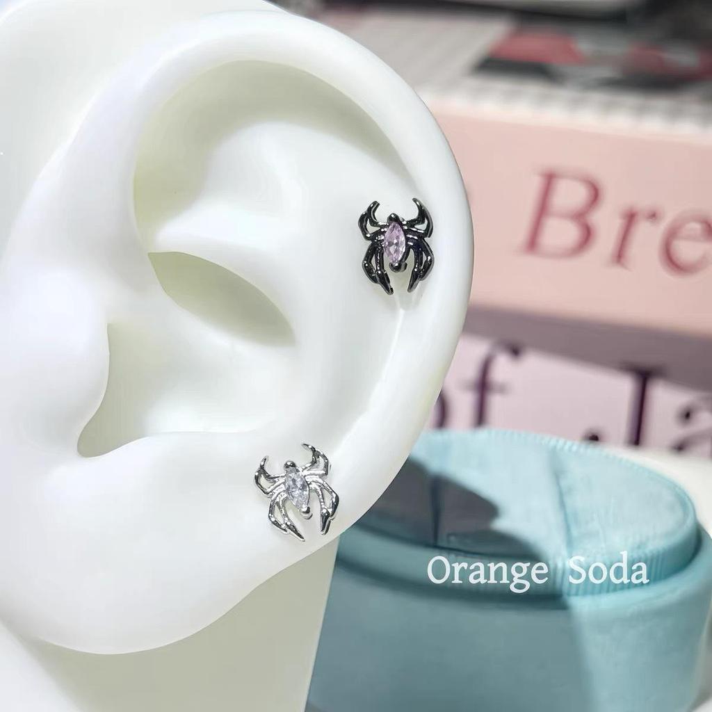 Retro Dark Spider Zirconium Titanium Steel Ear Stud
