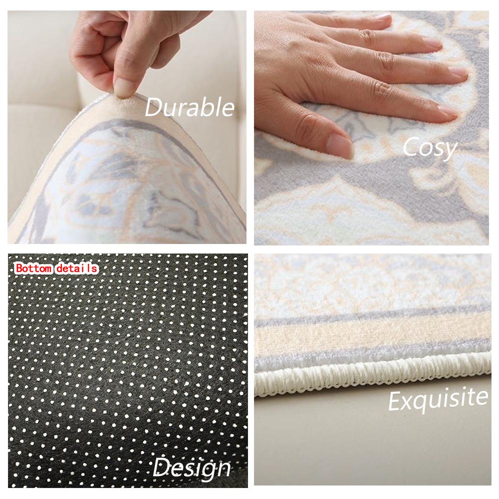 Modern Abstract Camellia Geometric Floral Area Rug Soft Plush Durable Living Room Carpet Easy Clean Floor Mat Decoration Home