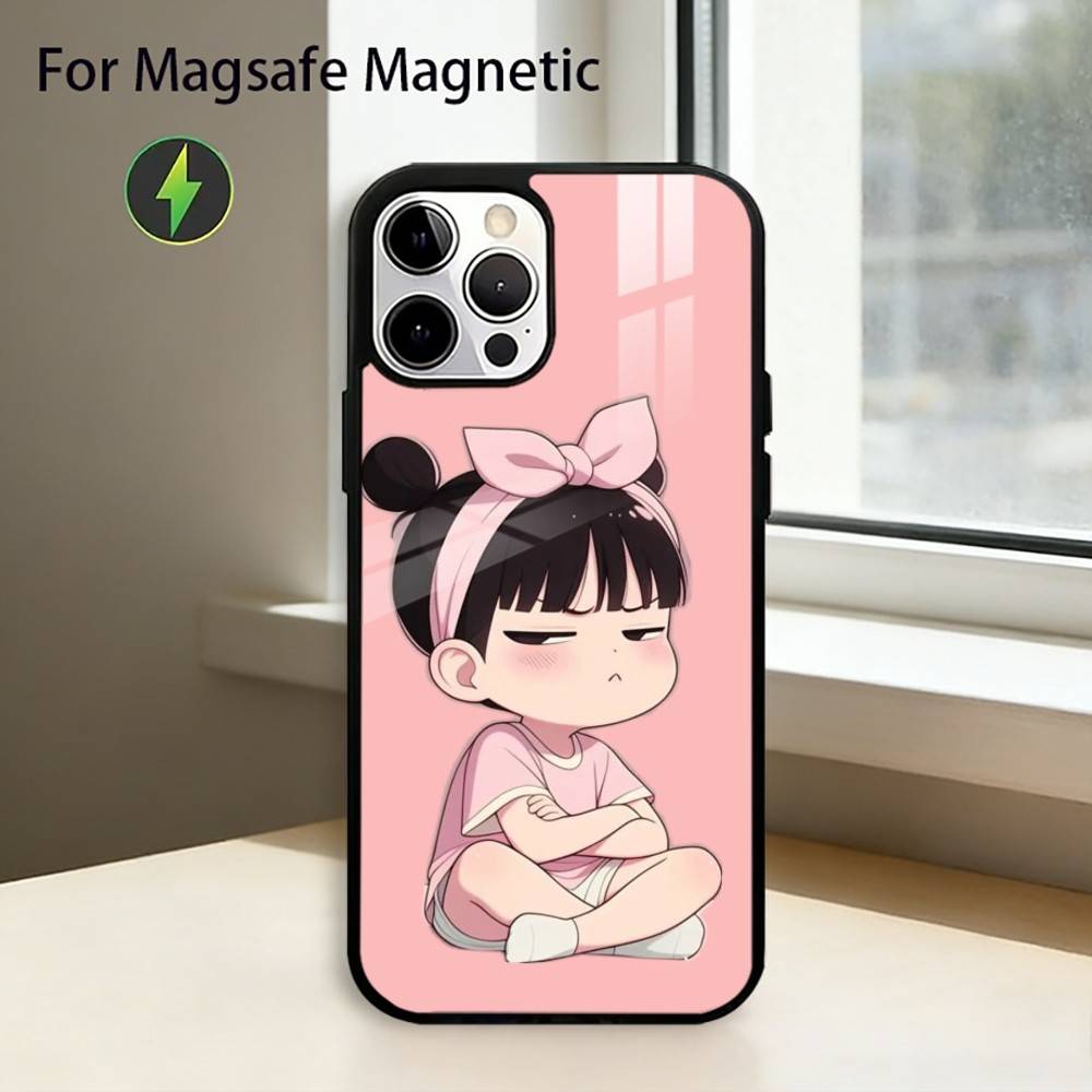 Cute Angry L-Little Girl Phone Case For iPhone17,16,15,14,13,12,11 Plus,Pro Magnetic with Magsafe Wireless Charging