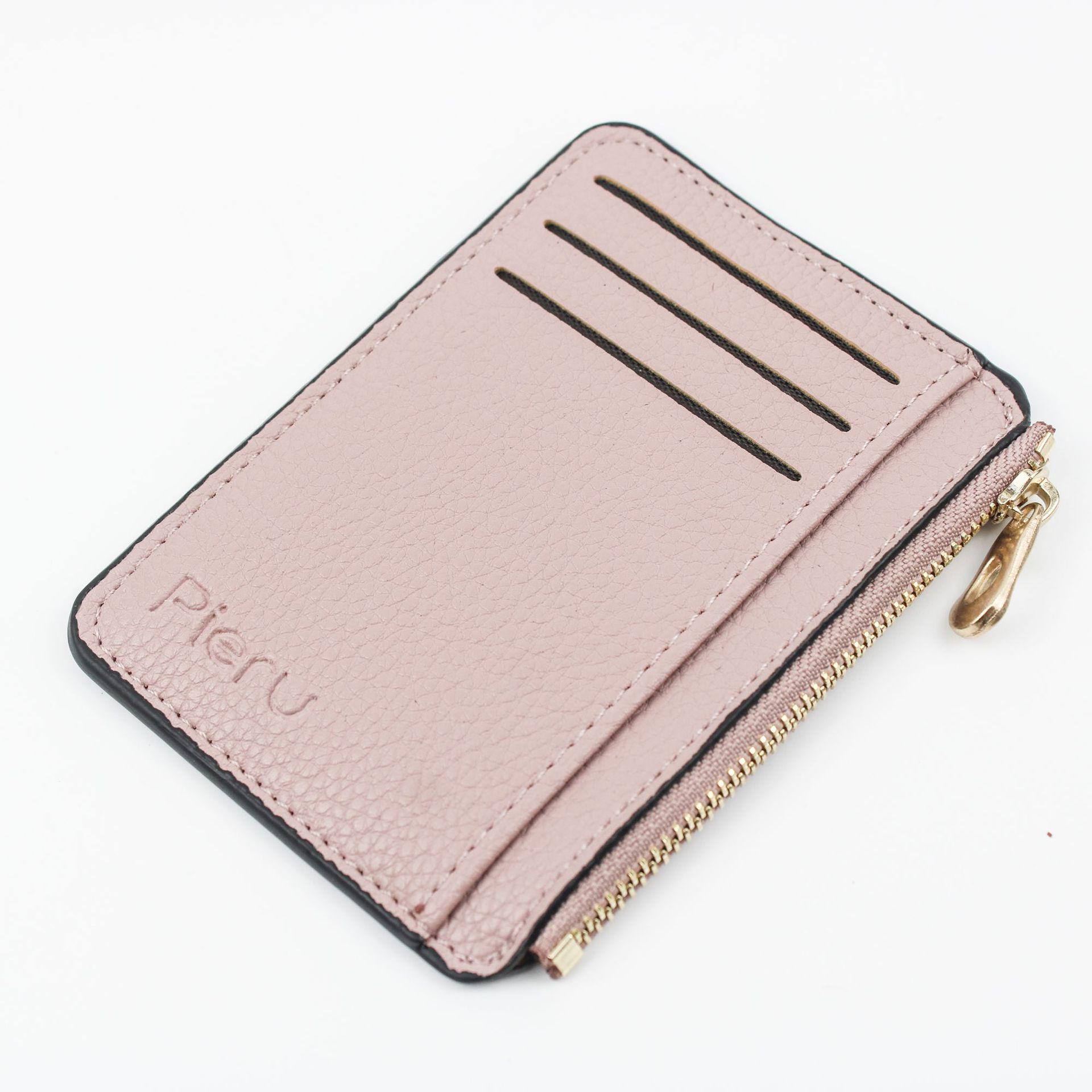 

2023 Hot-Selling Lychee Pattern Zipper Coin Purse with Multi-Card Slots розовый