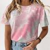 Women Tie-dye Printed Round Neck Short Sleeve Shirt