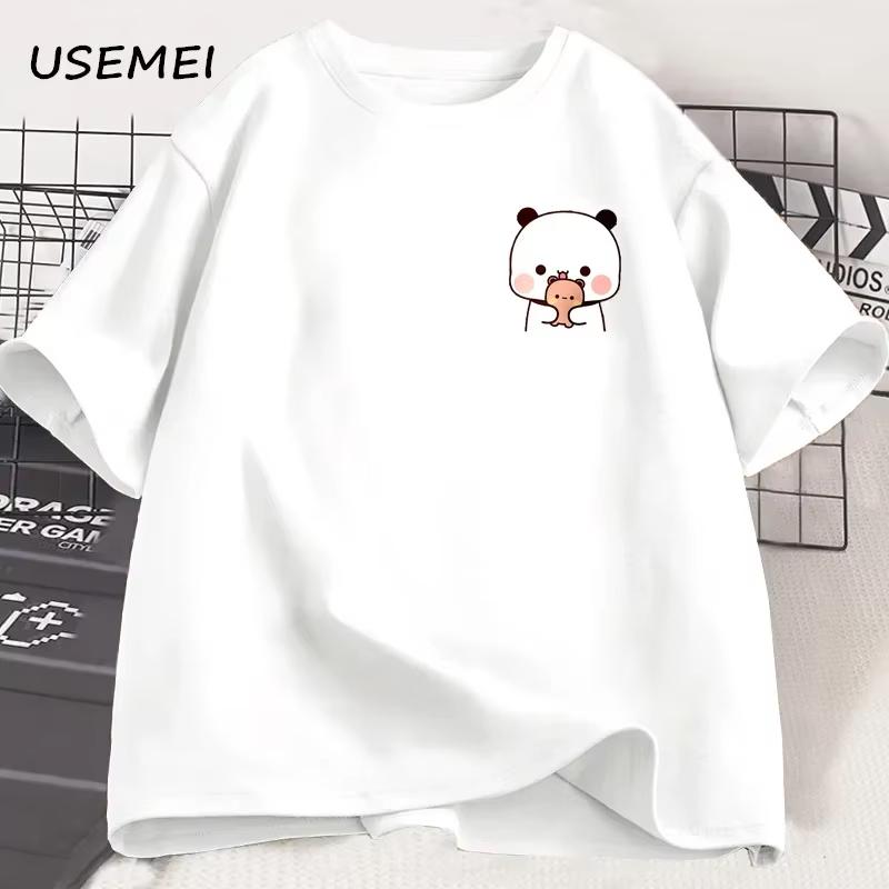 Koszulka Panda Bubu Dudu i Ich Dzieci Moda Zabawna Koszulka dla Pary Kobiety Mężczyźni Moda Casual Krótki Rękaw T-shirty Odzież