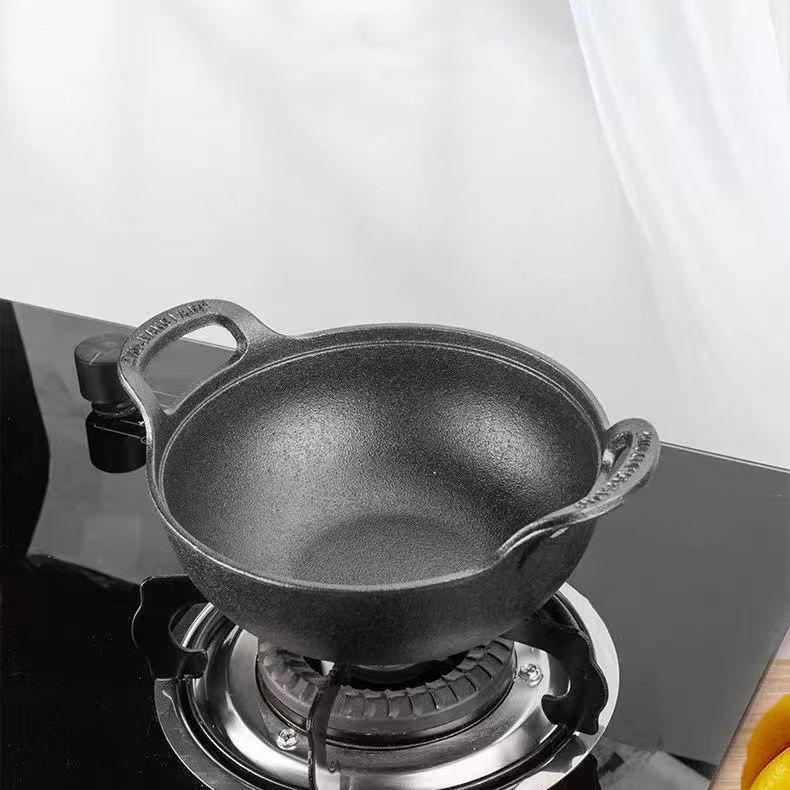 Cast Iron Multi-Function Stew & Frying Pot, Non-Stick, Double Ear Design