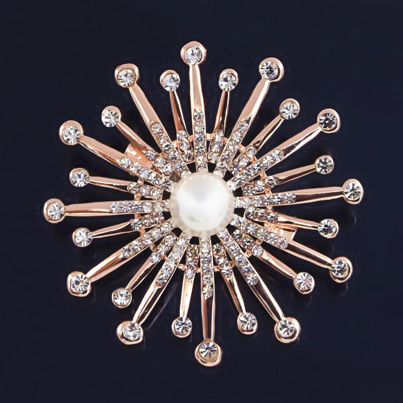 Elegant European  American Faux Pearl Rhinestone Brooch Pin - Women s Fashion Accessory