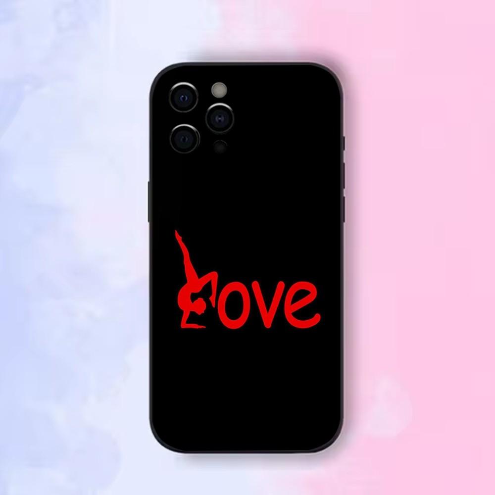 Liebe Turnen Sport Handyhülle Für Apple iPhone 15,14,13,12,11,Pro,X,XS,Max,XR,Plus,Mini Weiche Schwarze Hülle