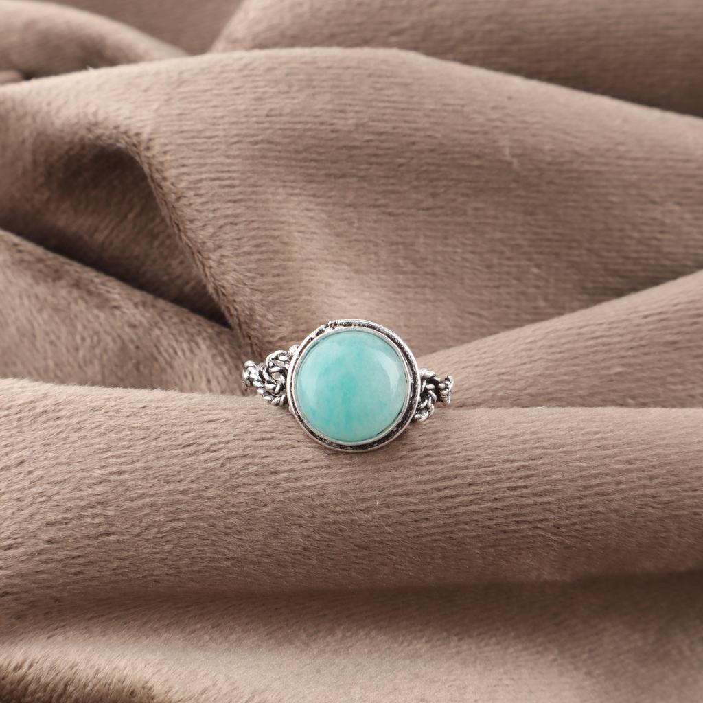 Amazonite 925 Sterling Silver Ring, Gemstone Dainty Ring, Handmade Spiritual Jewelry, Women's Ring Gift For Her